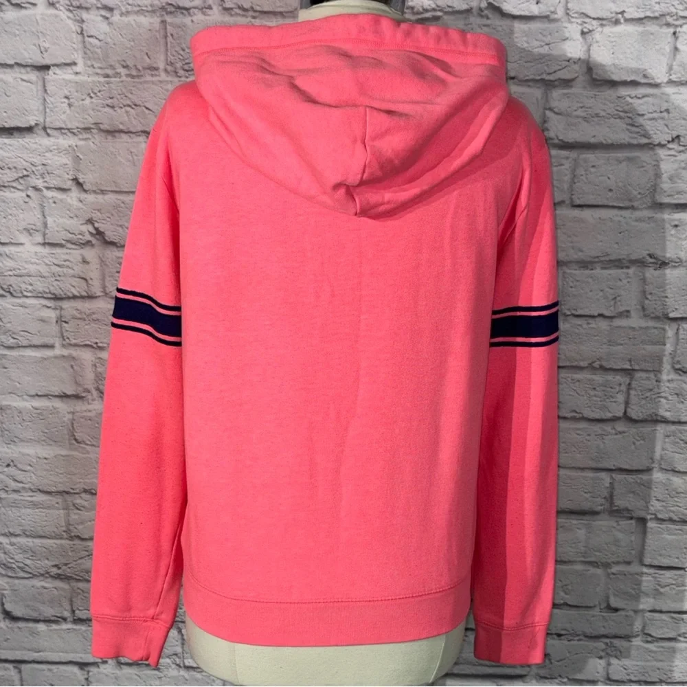Victoria’s Secret PINK Neon Coral 1/4 Zip Hoodie Sweatshirt Kangaroo Pocket - Picture 6 of 7